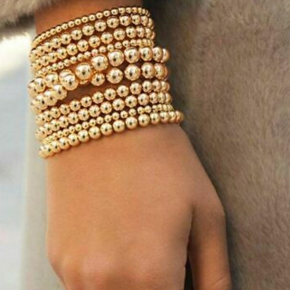 *Sale* Gold Plated 10mm Beaded Bracelets